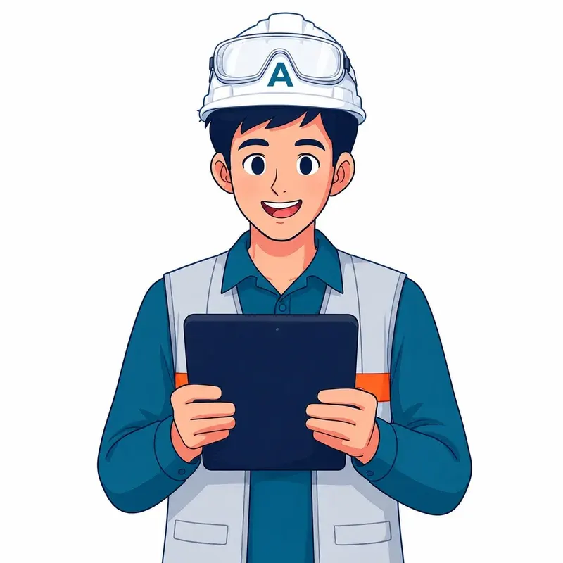 Avatar Arxis com capacete de proteção e tablet.